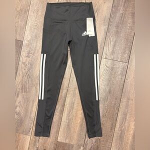 adidas Black Leggings with White Side Stripes - Kids